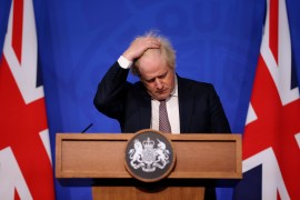 Johnson served as British prime minister from July 24, 2019 to July 7, 2022 [File: Hollie Adams/Pool/AP Photo]
