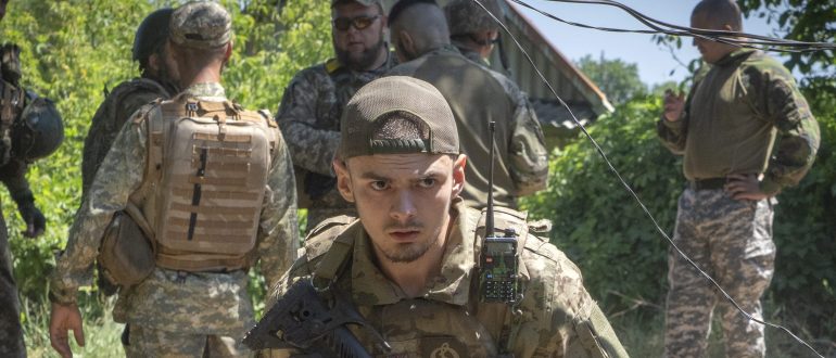 Ukrainian soldiers attend their positions, in the Donetsk region, Ukraine, Saturday, July 2, 2022. (AP Photo/Efrem Lukatsky)
