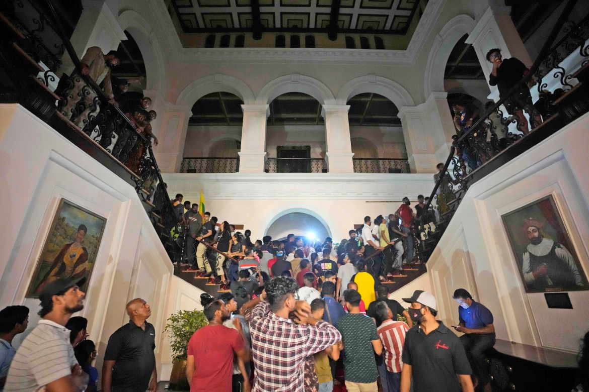 Protesters storm in at the Sri Lankan president's official residence