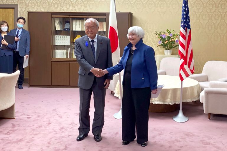 US Treasury Secretary Janet Yellen and Japanese Finance Minister Shunichi Suzuki