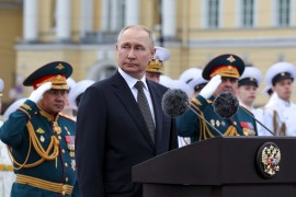 Vladimir Putin says Russia can offer high-precision weapons and robotics to allies [File: Mikhail Klimentyev/Sputnik via AP]