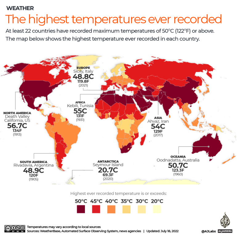 INTERACTIVE- Infographic map of the highest temperatures ever recorded