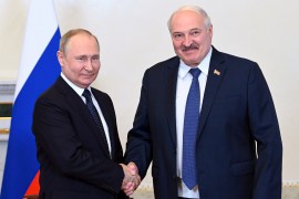 Belarusian President Alexander Lukashenko is a key ally of Russian Vladimir Putin and Belarus was part of the staging ground for the invasion of Ukraine [Maxim Blinov/Sputnik/Kremlin pool/AP Photo]