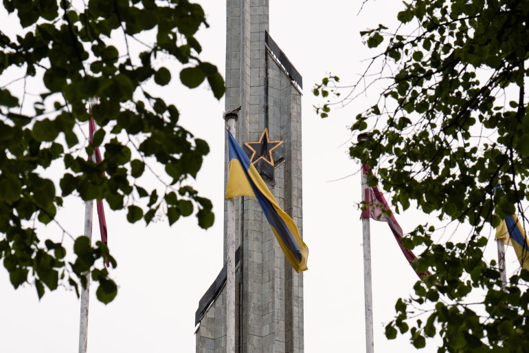 sealed-off monument in Riga