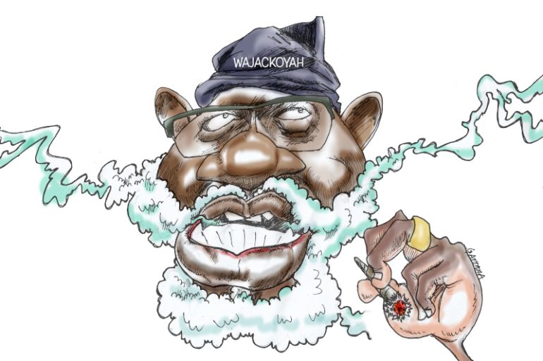 Cartoon shows Presidential candidate Prof Wajakoyah smoking marijuana