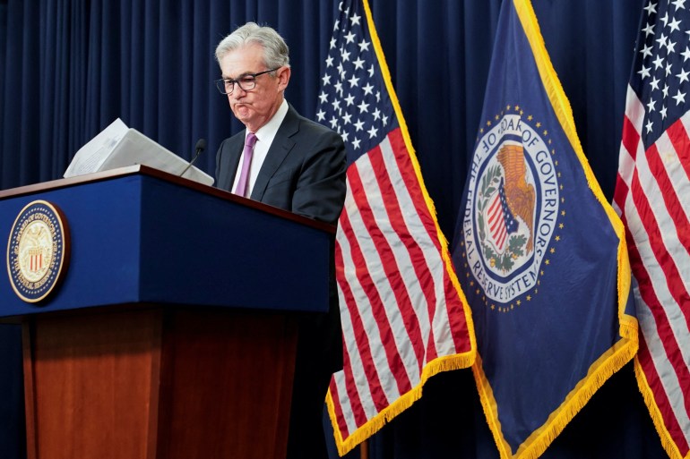 Federal Reserve Board Chairman Jerome Powell attends a news conference following a two-day meeting of the Federal Open Market Committee (FOMC) in Washington, U.S.