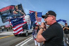 Supporters of former US President Donald Trump gather near his residence at Mar-A-Lago in Palm Beach, Florida, on August 9, 2022. Former US President Donald Trump said on August 8, 2022, that his Mar-A-Lago residence in Florida was being &#34;raided&#34; by FBI agents in what he called an act of &#34;prosecutorial misconduct.&#34; [Giorgio Viera/AFP]