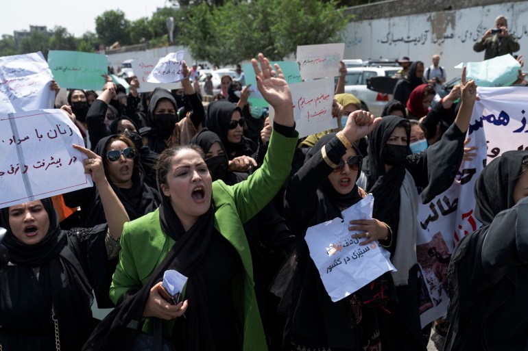 Afghan women hold protest in Kabul.
