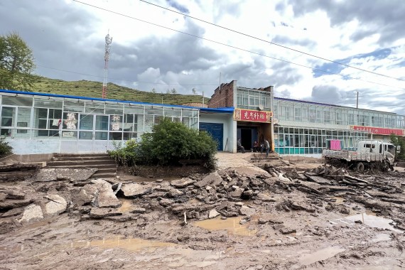 Damage is seen in China's Datong northwestern Qinghai province following flooding