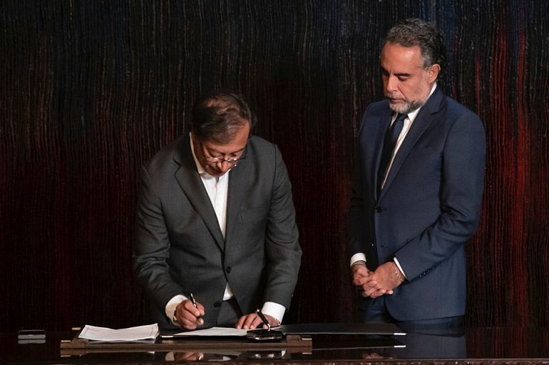 President Gustavo Petro signs a decree appointing Armando Benedetti as the new ambassador to Venezuela.