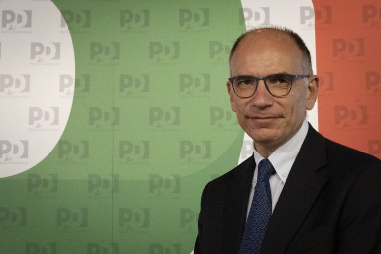 Enrico Letta, the head of the centre-left Democratic Party (PD), poses for a photograph