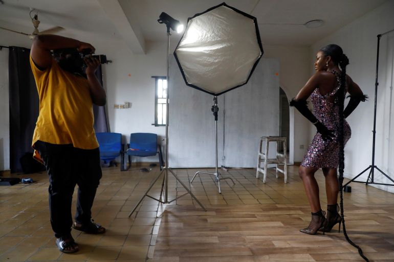 a photoshoot with a model in Nigeria