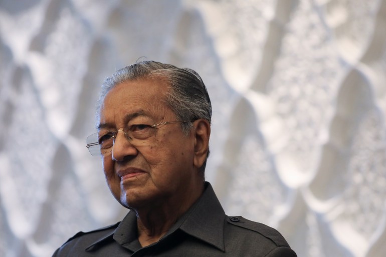 Mahathir Mohamad during an interview with Reuters in 2020.