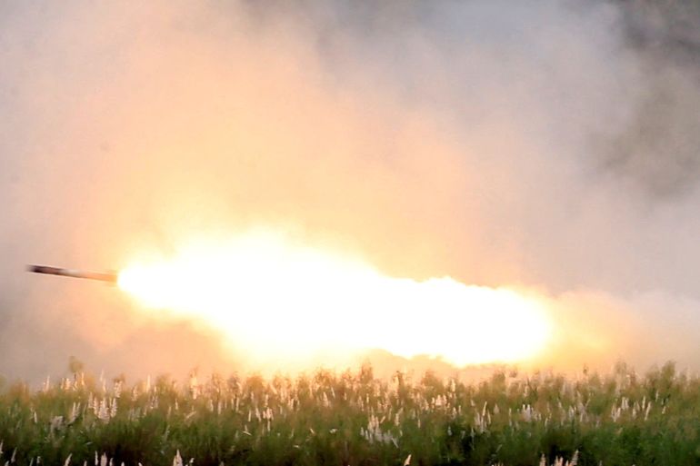 U.S. military forces fire a High Mobility Artillery Rocket System (HIMARS) during exercises in the philippines