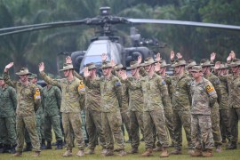 Australian soldiers take part in the opening of Super Garuda Shield joint military exercise in Baturaja, Indonesia