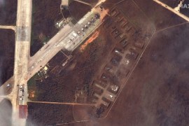 Russia has denied that the Saky airbase was shelled amid speculation it may have been attacked by Ukrainian forces [Maxar Technologies/Handout via Reuters]