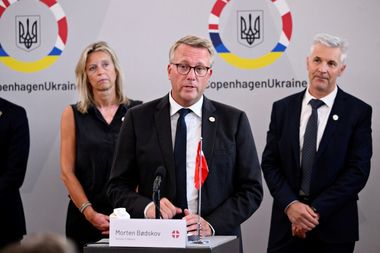 Denmark's Defence Minister Morten Bodskov speaks during a news conference 