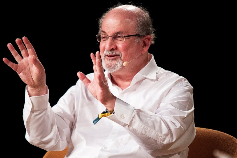 Salman Rushdie interviewed during Heartland Festival in Kvaerndrup, Denmark June 2, 2018.