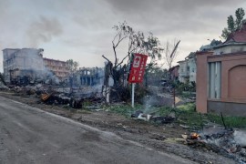 A building is hit by a Russian missile strike in a resort area in Odesa region last month. [File: Armed Forces of Ukraine via Reuters]