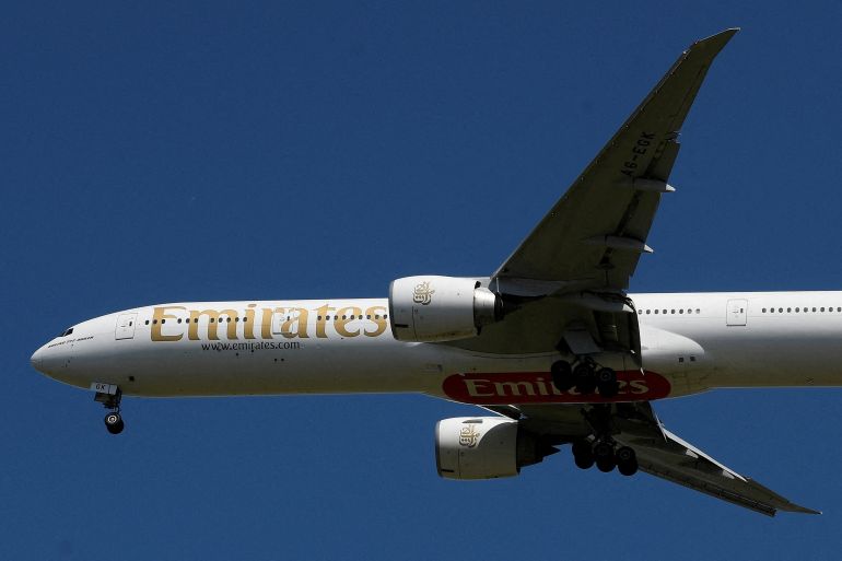 An Emirates passenger plane