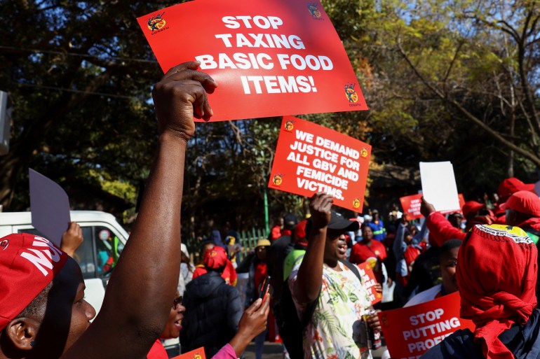 South Africa's labour unions go on a protest