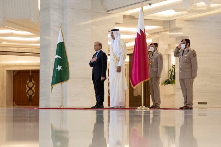 Qatar's Emir, Sheikh Tamim bin Hamed al-Thani receives Pakistan's Prime Minister Shehbaz