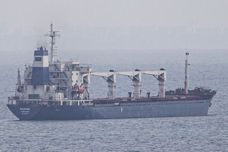 Cargo ship Razoni departs from port of Odesa in Ukraine