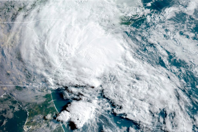 FILE - This Wednesday, May 27, 2020 satellite image made available by the National Oceanic and Atmospheric Administration shows Tropical Storm Bertha approaching the South Carolina coast. On Wednesday, March 17, 2021, a World Meteorological Organization committee plans to discuss whether the Atlantic hurricane season should start on May 15 instead of the traditional June 1 [File: National Oceanic and Atmospheric Administration/AP]
