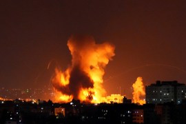 Smoke rises following Israeli airstrikes on a building in Gaza City [Hatem Moussa/AP Photo]