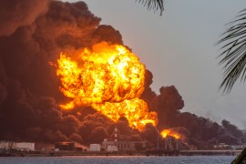 Cuban authorities say lightning struck a crude oil storage tank at the base, sparking a fire that sparked four explosions [Ismael Francisco/AP Photo]