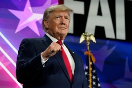 Former President Donald Trump has endorsed Democratic candidates for Congress who were central to his impeachment [File: Mark Humphrey/AP Photo]
