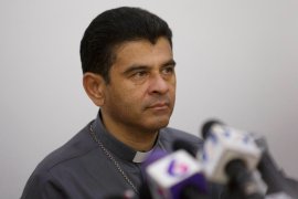 Rolando Alvarez, bishop of Matagalpa, had been under house arrest for two weeks when police carried out a pre-dawn raid of his home [File: Moises Castillo/AP Photo]