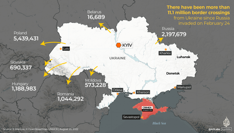 INTERACTIVE - UKRAINE BORDER CROSSINGS - 6 MONTHS map