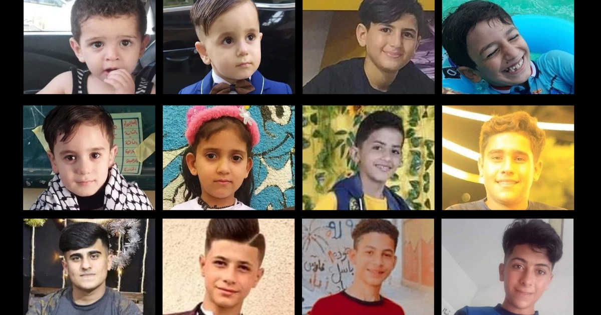 The names and faces of the 15 children killed in Gaza