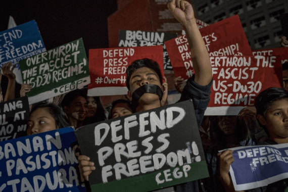 Demonstrations in the Philippines calling for the defence of press freedom