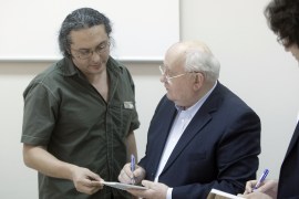 Mansur Mirovalev, pictured in Moscow, on September 29, 2010, meeting Mikhail Gorbachev [Mikhail Metzel/AP]