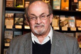 Author Salman Rushdie appears at a signing for his book Home in London in June 2017. Rushdie spent years in hiding after the publication of his book The Satanic Verses in 1988 [File: Grant Pollard/Invision/AP Photo]