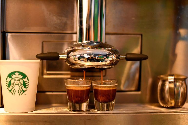 Espresso is brewed at a Starbucks coffeehouse in Austin, Texas