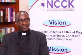 Reverend Canon Chris Kinyanjui, the general secretary of the National Council of Churches (NCCK) speaks to Al Jazeera in his office, Nairobi, Kenya [Screen grab/ Al Jazeera]