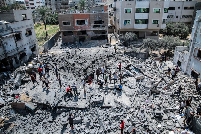 The ruins of the Palestinian home in Gaza