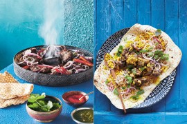 The flavours of home keep our authors&#39; connections to their identity and allow them to reflect on the tumult in their home country. Left: Chapli kebab and naan. Right: Du pyaza lamb kebab and naan [Courtesy of Parwana]