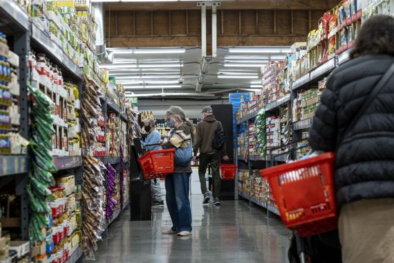 Shoppers inside a grocery store in San Francisco, California, U.S
