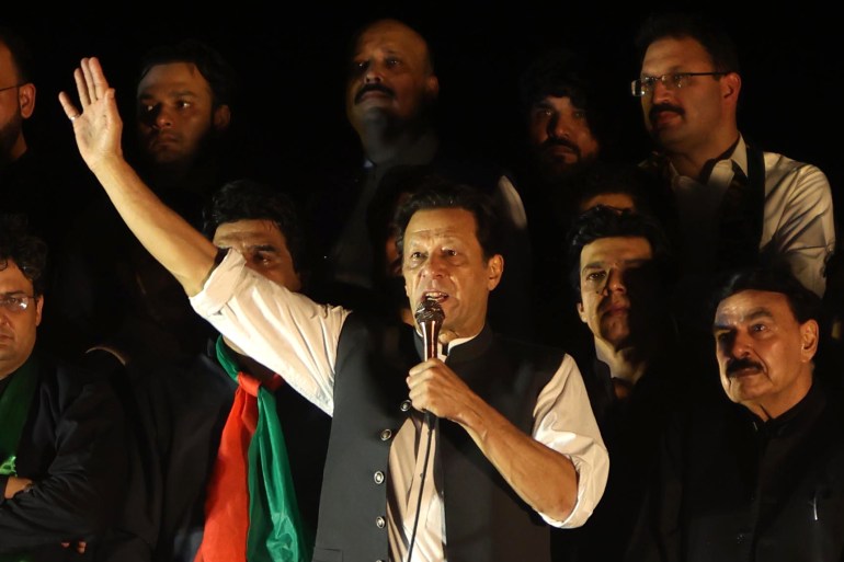 Imran Khan, former Prime Minister, at a political rally.