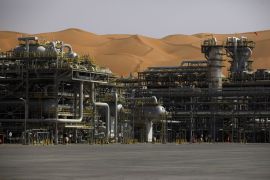 Processing equipment operates at the Natural Gas Liquids (NGL) facility at Saudi Aramco's Shaybah oil field in the Rub' Al-Khali desert, also known as the 'Empty Quarter,' in Shaybah, Saudi Arabia