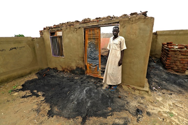 A picture shows the destruction caused as a result of tribal clashes, in al-Roseires, in Sudan's Blue Nile state