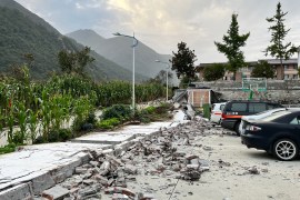 This photo shows the aftermath of a 6.6-magnitude earthquake in Hailuogou in China's southwestern Sichuan province