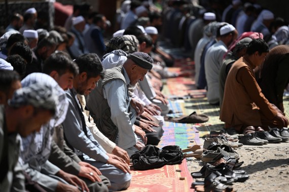 Members of the Hazara community offer Friday prayer in Kabul.