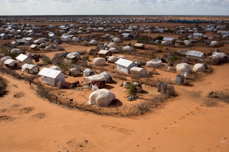 An aerial view shows an extension of the Ifo camp, one of the several refugee settlements in Dadaab