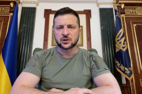 Ukrainian President Volodymyr Zelenskiy speaks during his nightly address where he mentions that Ukrainian troops will chase the Russian army "to the border", as his senior advisor confirmed Ukrainian troops had broken through Russian defences in several sectors of the front line near the city of Kherson, in this still image taken from video recorded in Kyiv, Ukraine, August 29, 2022. Handout via REUTERS