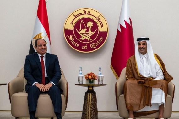 Qatar's Emir, Sheikh Tamim bin Hamed al-Thani meets with Egypt's President Abdel Fattah al-Sisi in Doha, Qatar September 13, 2022.